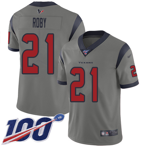 Houston Texans Limited Gray Men Bradley Roby Jersey NFL Football #21 100th Season Inverted Legend